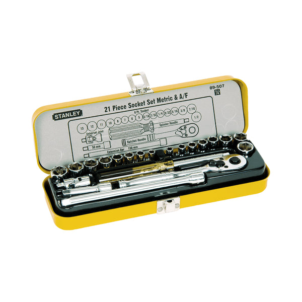 Stanley 21pcs. 1/4" Dr. Socket Wrench Set (Metric & A/F) (89-507)