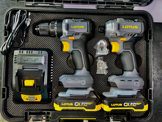 Lotus CCX400 20V Brushless Cordless Impact Drill and Impact Driver Combo Kit (w/ 2×2Ah Batteries + Fast Charger)
