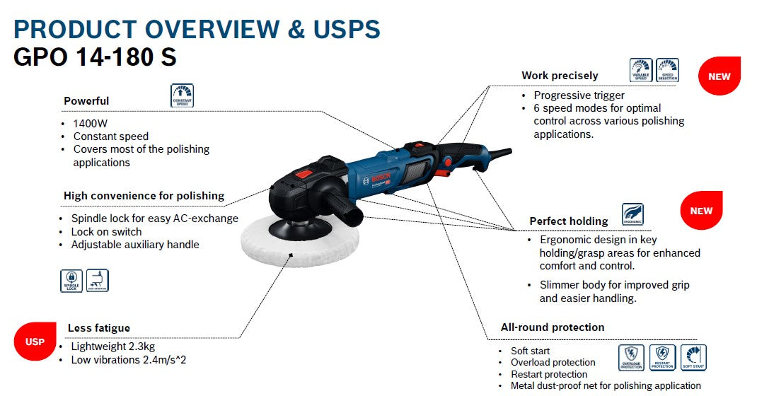 Bosch Professional GPO 14-180 S Polisher (1400W)