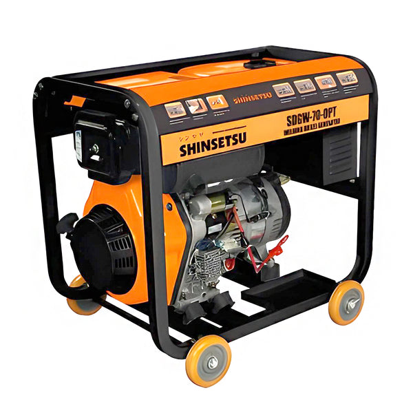 Shinsetsu SDGW-70-OPT Welding Generator, 6.5 KVA, 230A, Electric/Manual Start