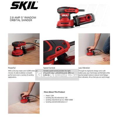 Skil Professional Random Sander 125mm (300W), Variable Speed Orbit