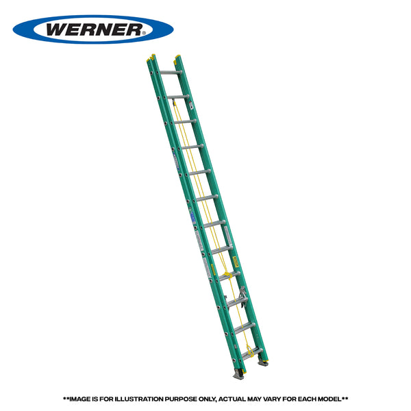 Werner Fiberglass Extension Ladder (Green) (225lbs.) ( Made in USA )