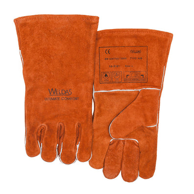 Weldas USA Wing thumb Welding Gloves, Red Split Shoulder Cow Leather