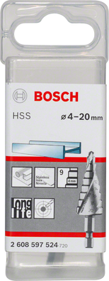 Bosch Professional HSS Step Drill Bit (4-20mm), 9 Steps, 1/4