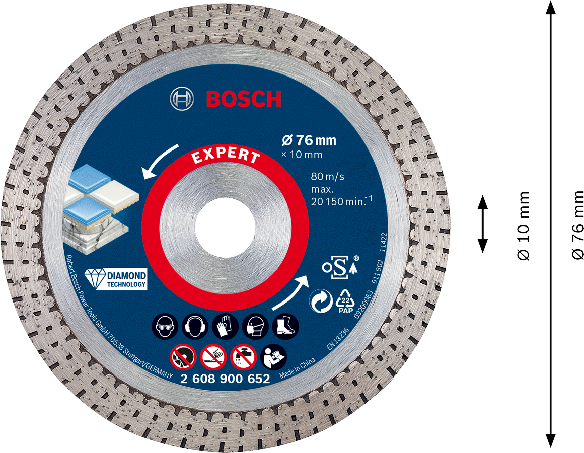 Bosch EXPERT 76mm Diamond Continuous Rim Turbo Blade for Hard Tile and Ceramic ( 2608900652 )