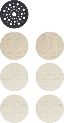 Bosch EXPERT M480 Net Sanding Discs, 125mm (5-inch) 6+1 Piece Set with Pad Saver (2608901202)