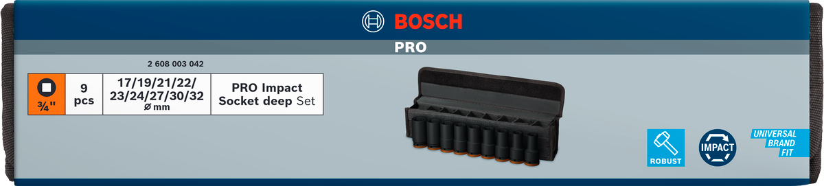 Bosch 9pcs 3/4