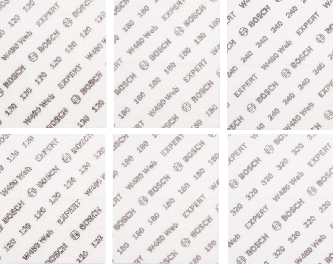 Bosch EXPERT W480 Web 6pcs 1/4 Hand Sanding Sheet Set ( 2608902431 )