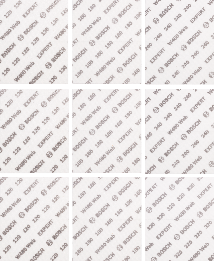 Bosch EXPERT W480 Web 9pcs 1/4 Hand Sanding Sheet Set ( 2608902432 )