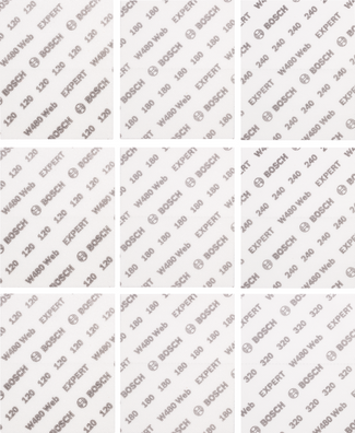 Bosch EXPERT W480 Web 9pcs 1/4 Hand Sanding Sheet Set ( 2608902432 )