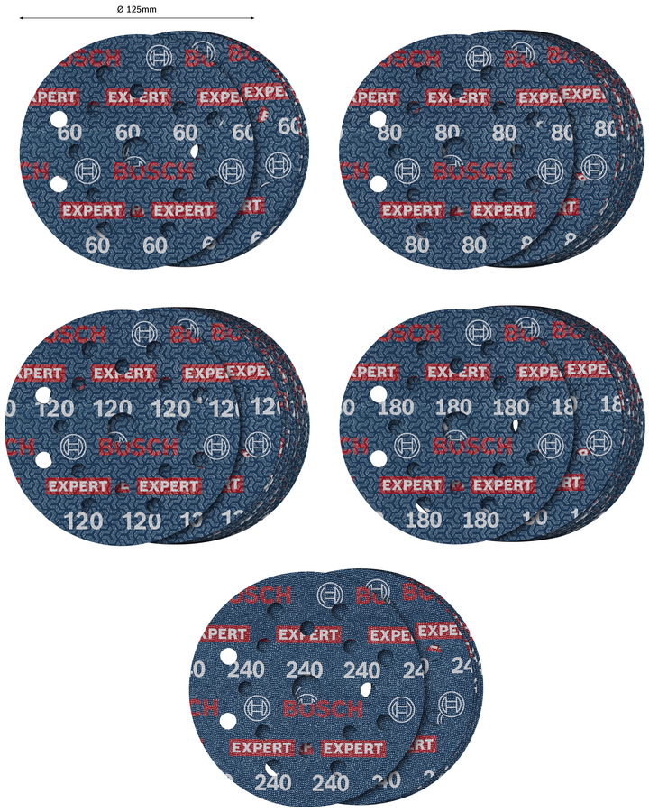 Bosch EXPERT O780 Foil Sanding Disc 125mm Set ( 55pcs) ( 2608902429 )