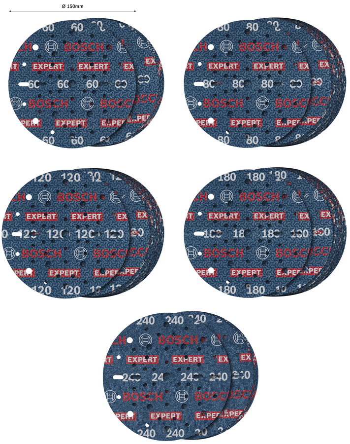 Bosch EXPERT O780 Foil Sanding Disc 150mm Set ( 55pcs) ( 2608902470 )