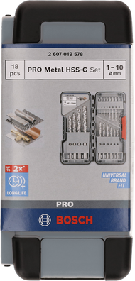 Bosch PRO 18pcs Metal HSS-G Twist Drill Bit Set ( 2607019578 )