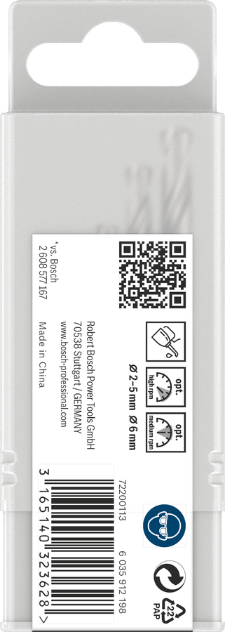Bosch PRO Metal HSS-G Twist Drill Bit Set, 5 pcs ( 2607019114 )