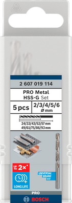 Bosch PRO Metal HSS-G Twist Drill Bit Set, 5 pcs ( 2607019114 )