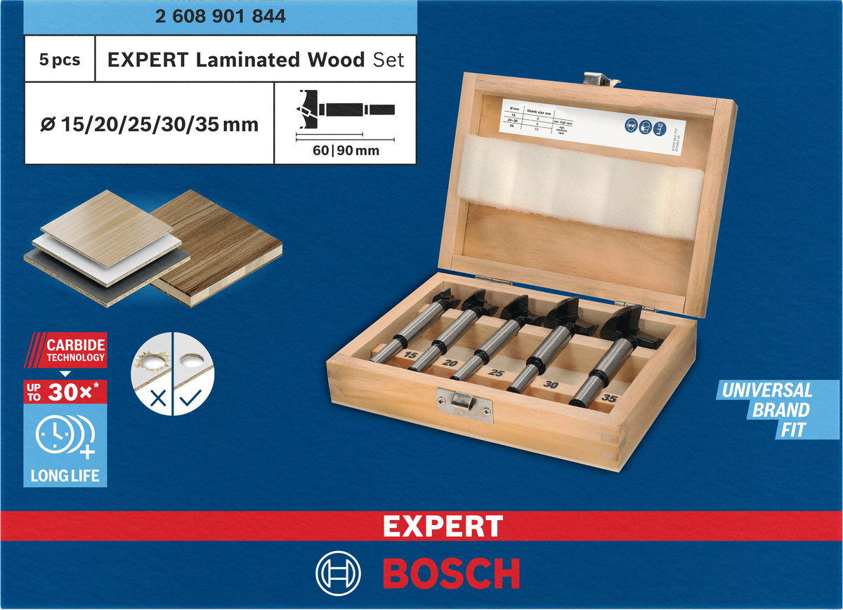 Bosch EXPERT Laminated Wood Hinge Cutting Drill Bit Set ( 2608901844 / 2607018750 )