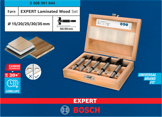Bosch EXPERT Laminated Wood Hinge Cutting Drill Bit Set ( 2608901844 / 2607018750 )