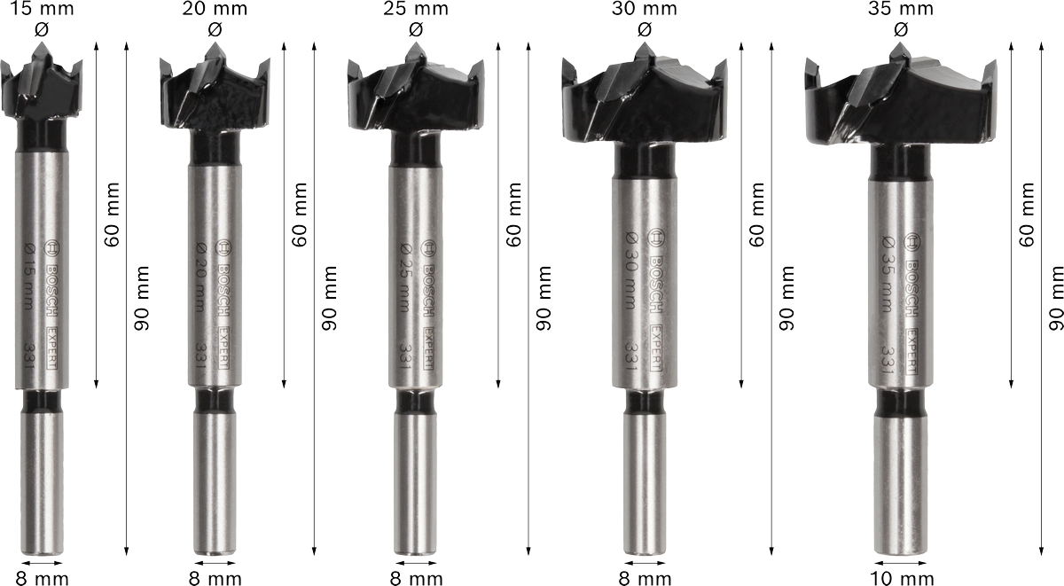 Bosch EXPERT Laminated Wood Hinge Cutting Drill Bit Set ( 2608901844 / 2607018750 )