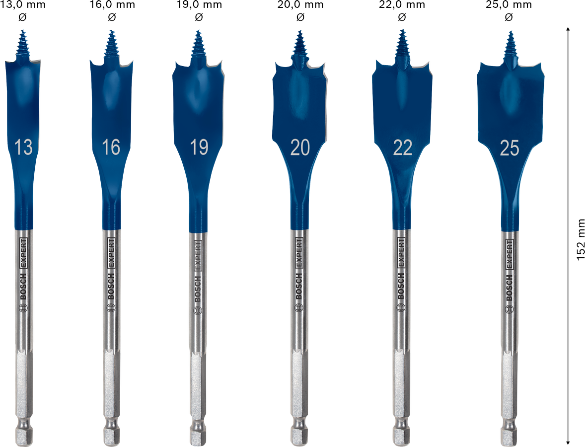 Bosch EXPERT 6pcs Self Cut Speed Spade Drill Bit Set 13/16/19/20/22/25 ( 2608902109 / 2608900333 )