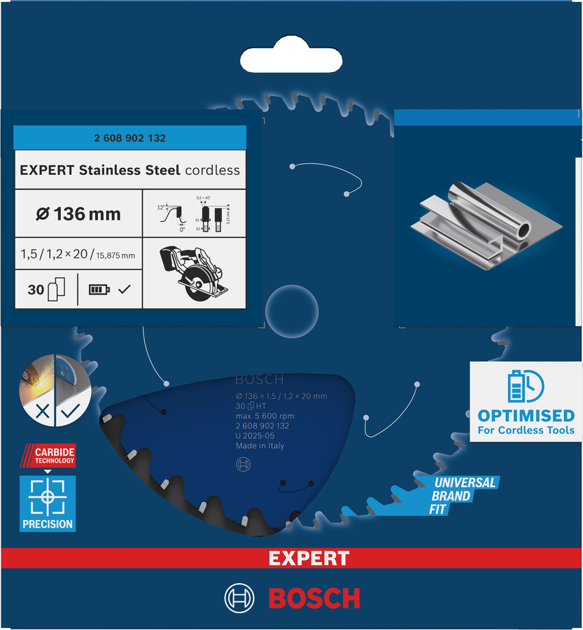 Bosch EXPERT Stainless Steel Cordless Circular Saw Blade ( 2608902132 / 2608644530 )
