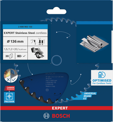 Bosch EXPERT Stainless Steel Cordless Circular Saw Blade ( 2608902132 / 2608644530 )
