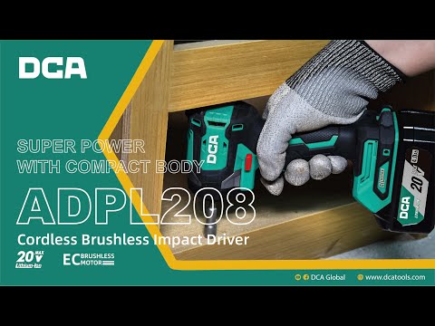 DCA ADPL208-EM Cordless Brushless Impact Driver 20V Kit Set