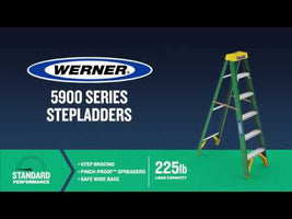 Werner Fiberglass Step Ladder A-Type, Green, 225lbs Capacity (Made in USA)