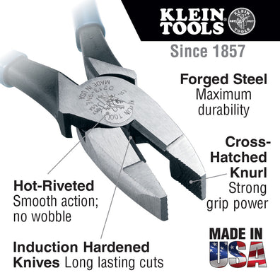 Klein USA Lineman's Side Cutting Pliers, New England Nose