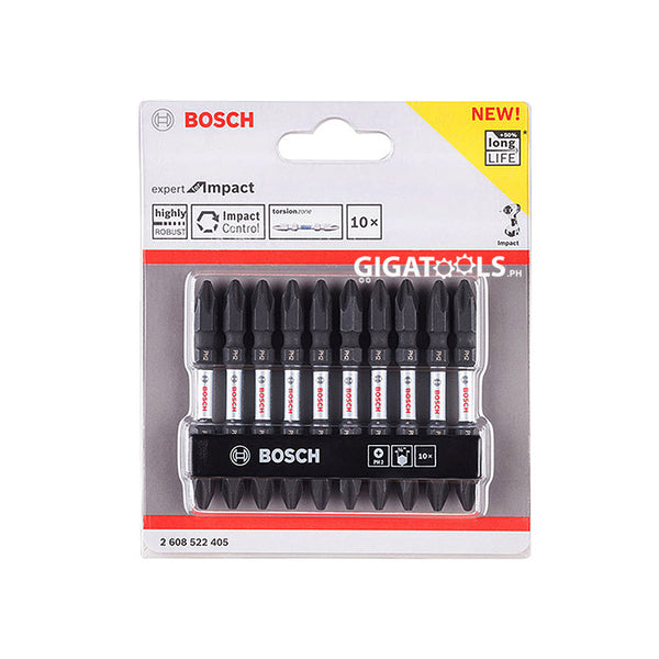 Bosch Magnetic Impact PH2 Double Ended Philips Screwdriver Bits 65mm ( 10's ) 2608522405