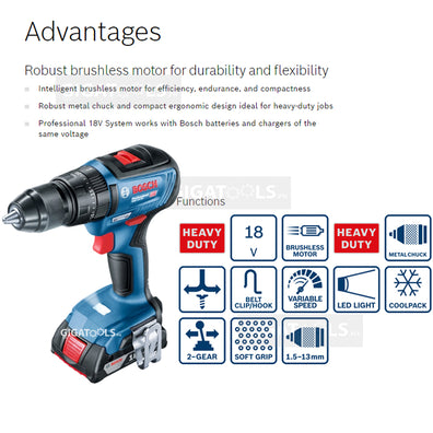 New Bosch GSB 18V-50 Professional Robust Brushless Motor Cordless Impact Drill ( Bare tool only ) - GIGATOOLS.PH