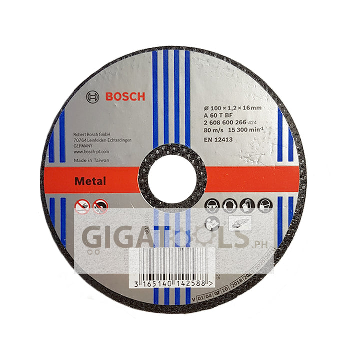 Bosch 4" Cutting Disc Thin 1.2mm for Metal ( 2608600266 ) - GIGATOOLS.PH