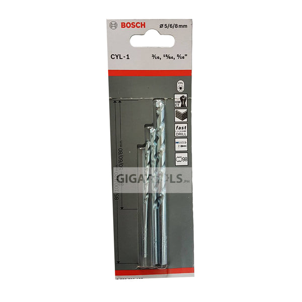 Bosch 3-piece Masonry Drill Bit Set (5mm,6.0mm,8.0mm) ( 2608590127 ) - GIGATOOLS.PH