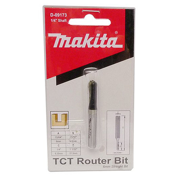 Makita TCT Router Bit 6mm Straight Bit 1/4" Shaft (D-09173) - GIGATOOLS.PH