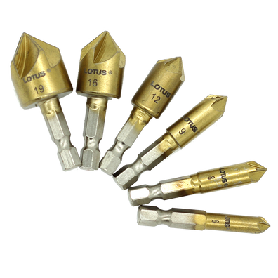 Lotus LTXT600CBX Countersink Bit 6pcs Set 90 Degree 1/4