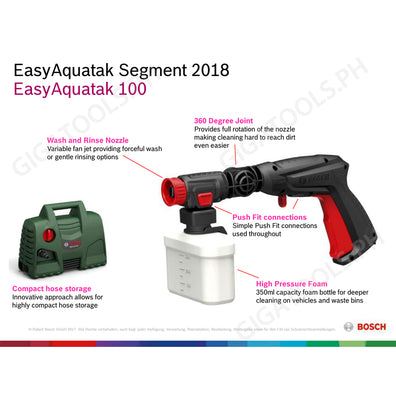 New Bosch Easy Aquatak 100 Pressure Washer (New Version) - GIGATOOLS.PH
