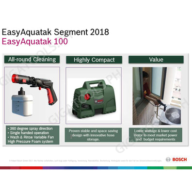 New Bosch Easy Aquatak 100 Pressure Washer (New Version) - GIGATOOLS.PH