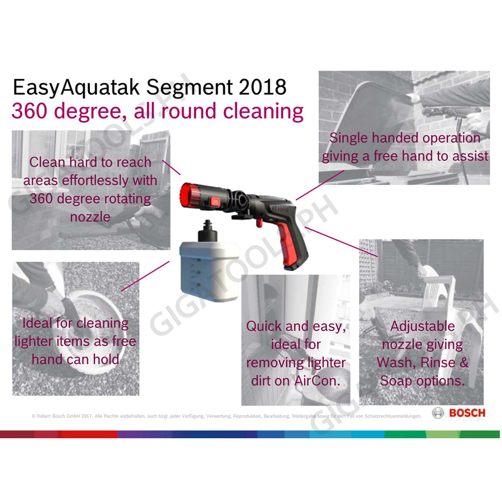 New Bosch Easy Aquatak 100 Pressure Washer (New Version) - GIGATOOLS.PH