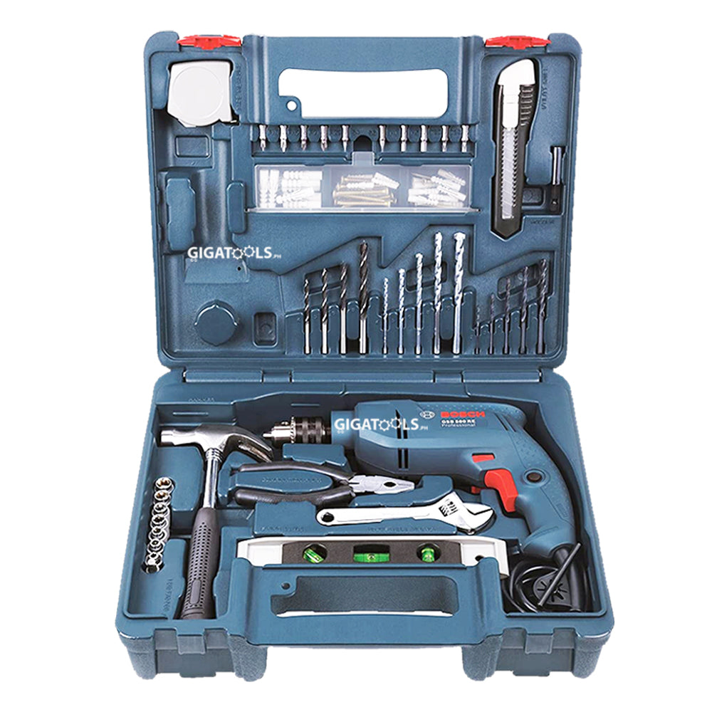 Bosch GSB 500 RE Professional Impact / Hammer Drill 10mm ( 500W ) with Hand Tools Kit Set