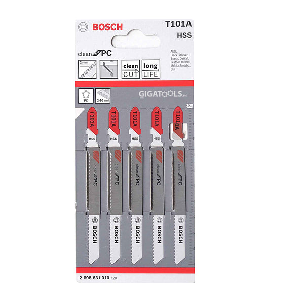 Bosch T101A Acrylic + perspex cutting 2 - 20mm Jigsaw Blades (5 Pack)