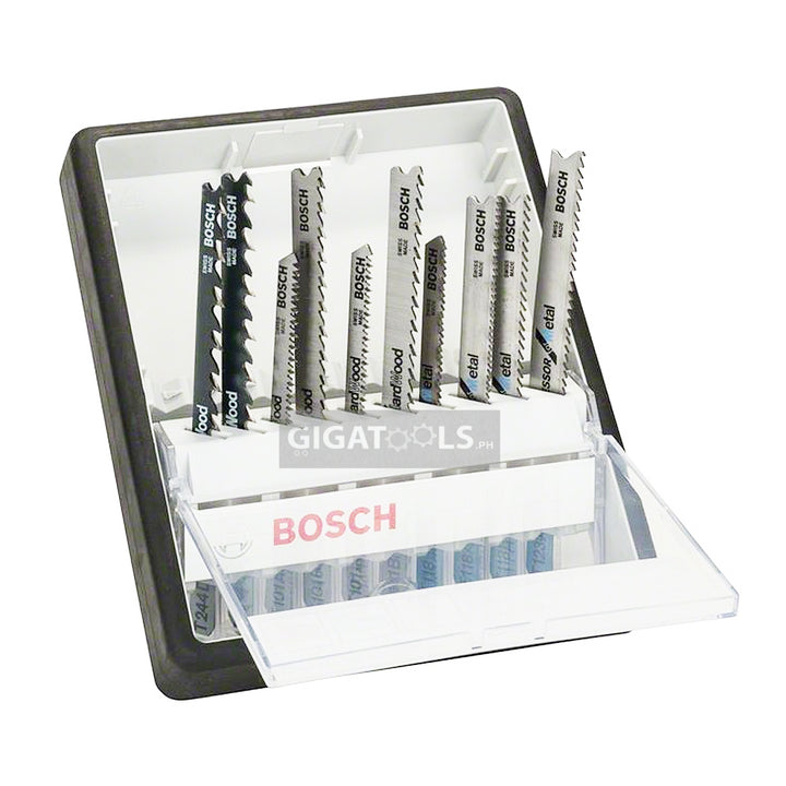 Bosch RobustLine Heavy Duty 10pcs Assorted High Carbon Steel and T-Shank Jigsaw Blade Expert for Wood and Metal ( 2607010542 ) - GIGATOOLS.PH