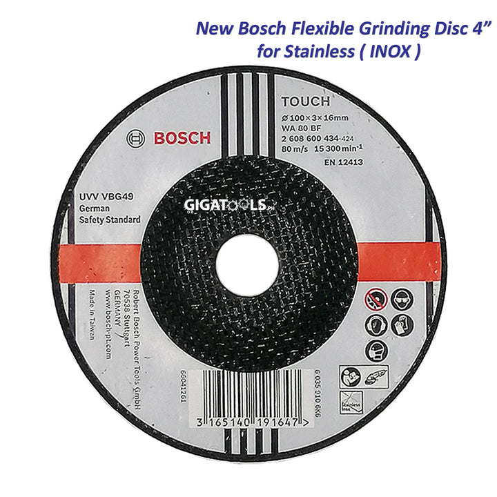 New Bosch Flexible Grinding Disc INOX 4" for stainless (2608600434) ( ABRDISC ) - GIGATOOLS.PH