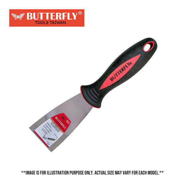 Butterfly Beveled Blade Putty Knife / Wall Scraper w/ TPR Handle ( #495 ) (TAIWAN)