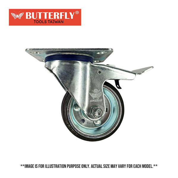 Butterfly Swivel Rubber Caster Wheel w/ Brake ( #701 )
