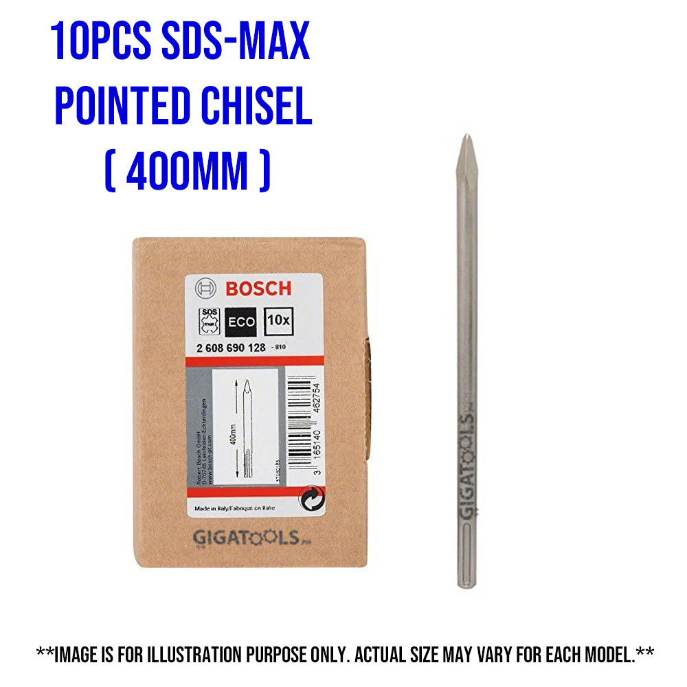 Bosch 10pcs SDS-Max Pointed Chisel ( 400mm ) ( 2608690128 ) Made in Italy