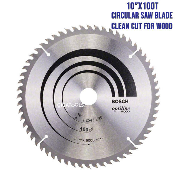 Bosch Circular Saw / Miter Saw Blade 10" x 100T Optiline Clean Cut for Wood ( 2608640910 )