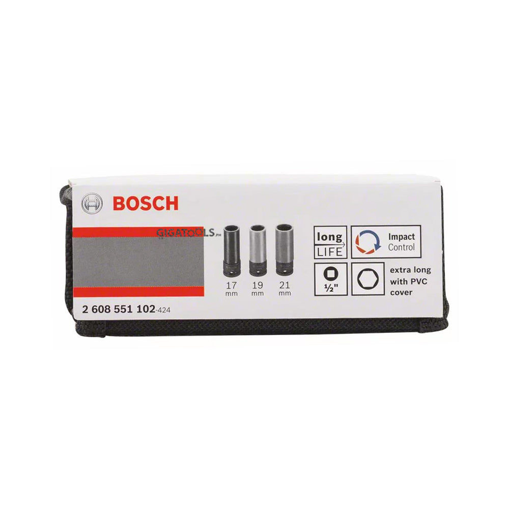 Bosch 3pcs Impact Socket Wrench Set ( 17 / 19 / 21 mm ) ( 2608551102 )