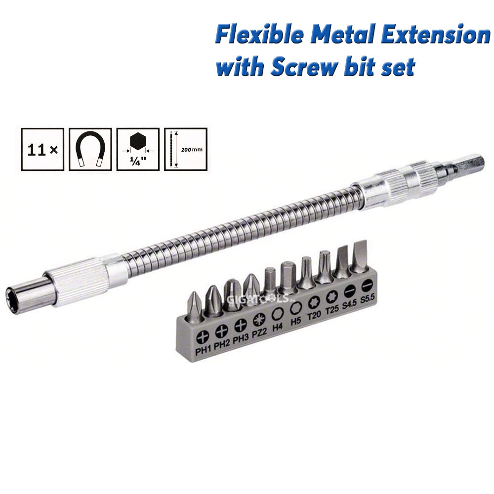 Bosch 11pcs Extra Hard Screw bit set with Flexible Metal Extension ( 2608522376 )