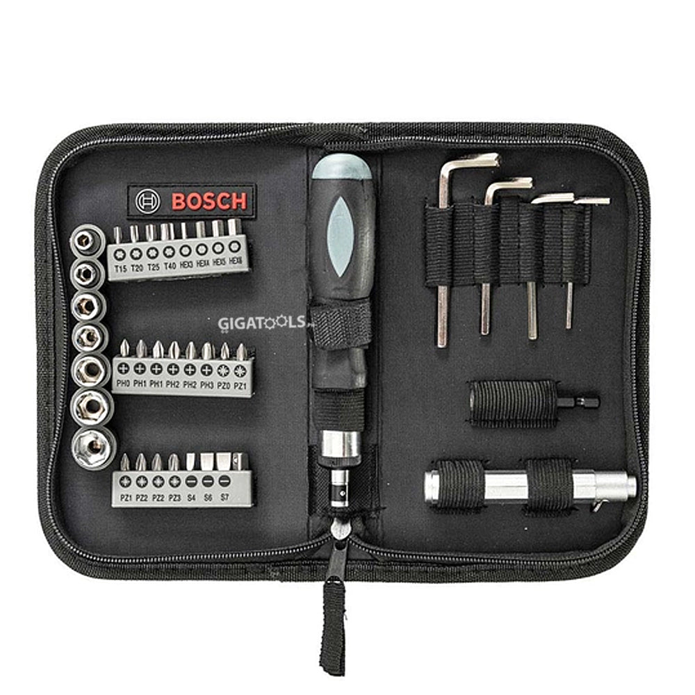 Bosch Promoline 38pcs Premium Sockets, screw bits with handle and Hand tools kit Set ( 2607017511 )