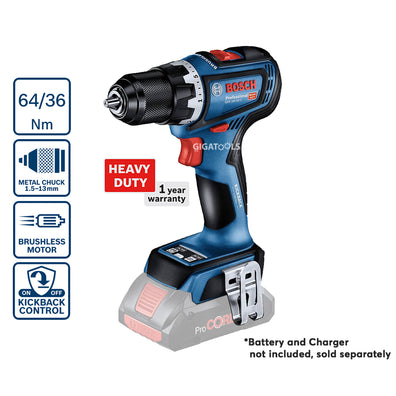 Bosch GSR 18V-90 C Professional Brushless Motor Cordless Drill Driver with Kickback Control (Bare Tool Only)