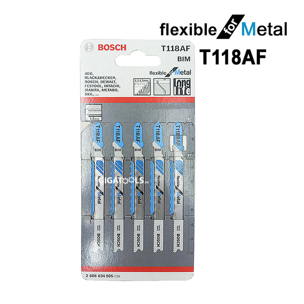 Bosch T118AF Jigsaw Blade Set Flexible for Metal ( 5pcs ) ( 2608634505 )
